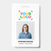Ihr Logo hier Einfache Mitarbeiter Foto Weiß Ausweis (Vorderseite)