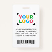 Ihr Logo hier Einfache Mitarbeiter Foto Weiß Ausweis (Rückseite)