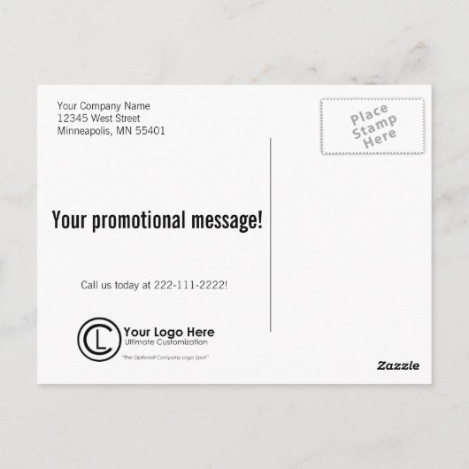 Ihr Logo hier Einfache und benutzerdefinierte Werb Postkarte (Rückseite)