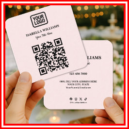 Ihr Logo Hier Einfacher Moderner Rosa Website-QR-C Quadratische Visitenkarte