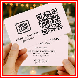 Ihr Logo Hier Einfacher Moderner Rosa Website-QR-C Visitenkarte