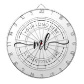 Ihr Logo hier elegante Monogramm Schwarz und Weiß Dartscheibe (vorne)