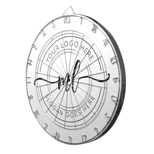 Ihr Logo hier elegante Monogramm Schwarz und Weiß Dartscheibe (Vorderseite rechts)