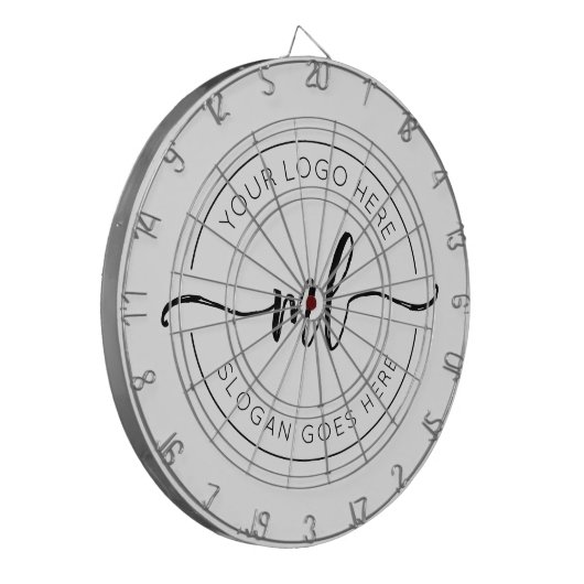 Ihr Logo hier elegante Monogramm Schwarz und Weiß Dartscheibe (Vorderseite Links)