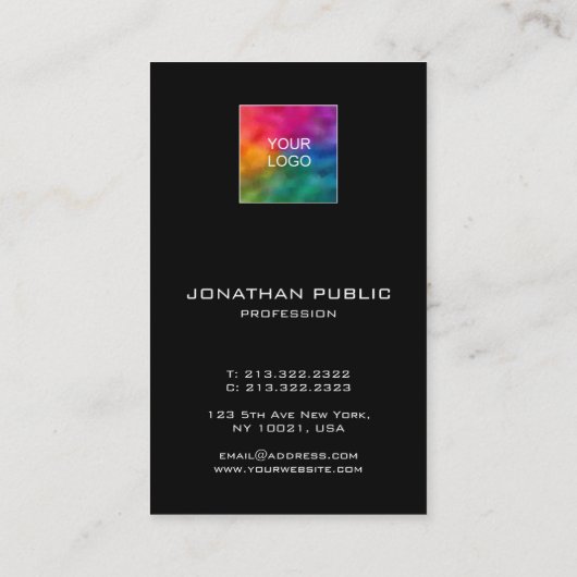 Ihr Logo hier Elegantes modernes Design Vertikal Visitenkarte (Rückseite)