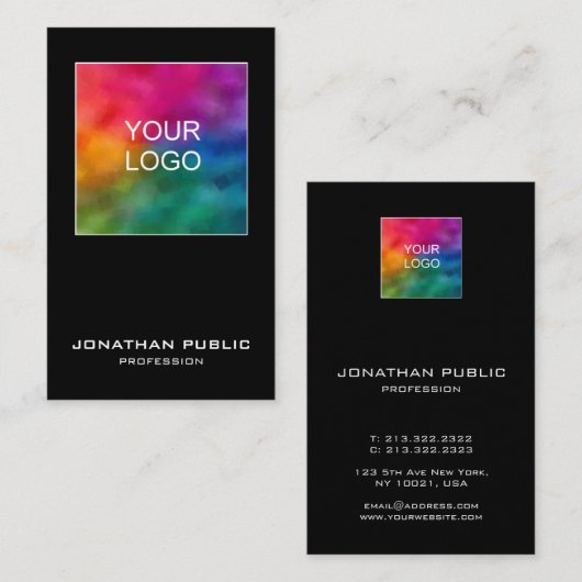 Ihr Logo hier Elegantes modernes Design Vertikal Visitenkarte (Vorne/Hinten)