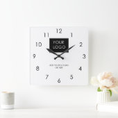 Ihr Logo hier Geschäftsunternehmen Weißes Unterneh Quadratische Wanduhr (Zuhause)
