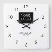 Ihr Logo hier Geschäftsunternehmen Weißes Unterneh Quadratische Wanduhr (Vorderseite)