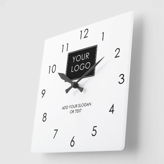 Ihr Logo hier Geschäftsunternehmen Weißes Unterneh Quadratische Wanduhr (Winkel)