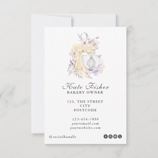 Ihr Logo hier Kuchen Backen Koch Blumenfarbe Einladung (Rückseite)