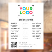 Ihr Logo hier Maßgeschneiderte Öffnungszeiten Weiß Fensteraufkleber (Blatt 2)