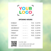 Ihr Logo hier Maßgeschneiderte Öffnungszeiten Weiß Fensteraufkleber (Blatt 3)