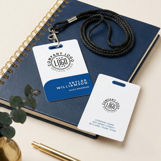 Ihr Logo hier Minimal Blue & White Identity Ausweis