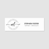 Ihr Logo hier Minimale Monogramm-Initialen weiß Namensschild (Vorderseite)