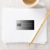 Ihr Logo hier Modernes Ombre Gray Black (editierba Adressaufkleber (Insitu)