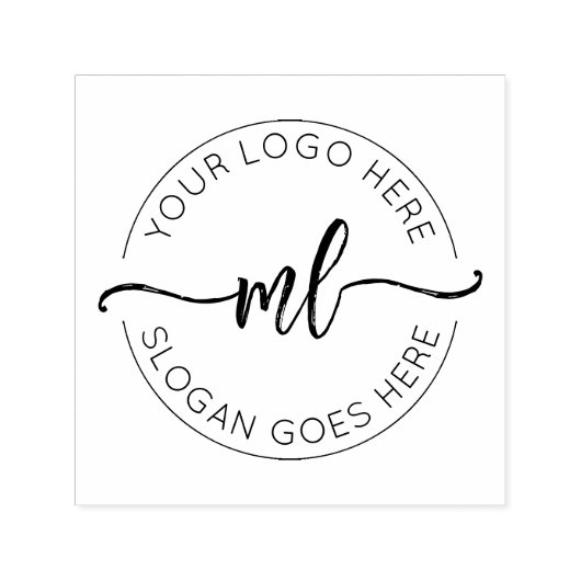 Ihr Logo hier Monogram Initial Business Round Permastempel (Design)