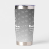 Ihr Logo hier Muster grau und weiß Thermobecher (Links)