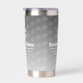 Ihr Logo hier Muster grau und weiß Thermobecher (Rechts)
