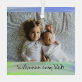 Ihr Logo hier Social Media Wasserfarbenname Ornament Aus Glas (Rückseite)