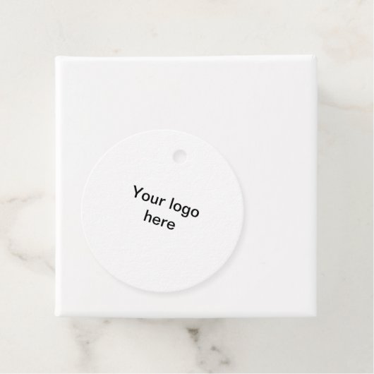 Ihr Logo hier weiß, einfache minimale Geschenketik Geschenkanhänger (Beispiel)