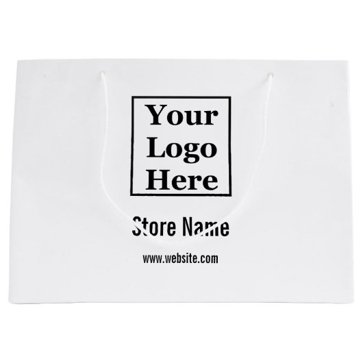 Ihr Logo hier weiß und schwarz Große Geschenktüte (Vorderseite)