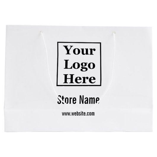 Ihr Logo hier weiß und schwarz Große Geschenktüte (Rückseite)
