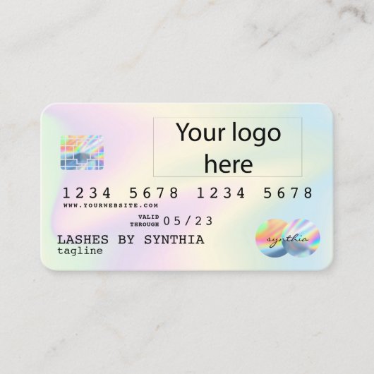 Ihr Logo Holograph Modern Credit Card Style hinzuf Visitenkarte (Vorderseite)