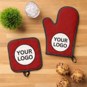Ihr Logo Ihr Slogan Beruflich Ofenhandschuh & Topflappen-Set (Oben Unten)