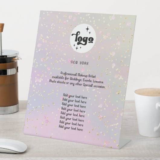 Ihr Logo Imitate Glitzer Flyer Sockelschild (In Situ)