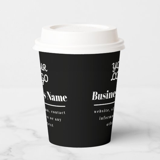 Ihr Logo ist Retro-Modern Schwarzweiß Pappbecher (Links)