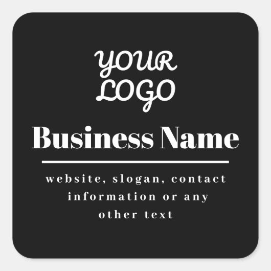 Ihr Logo ist Retro-Modern Schwarzweiß Quadratischer Aufkleber (Vorderseite)