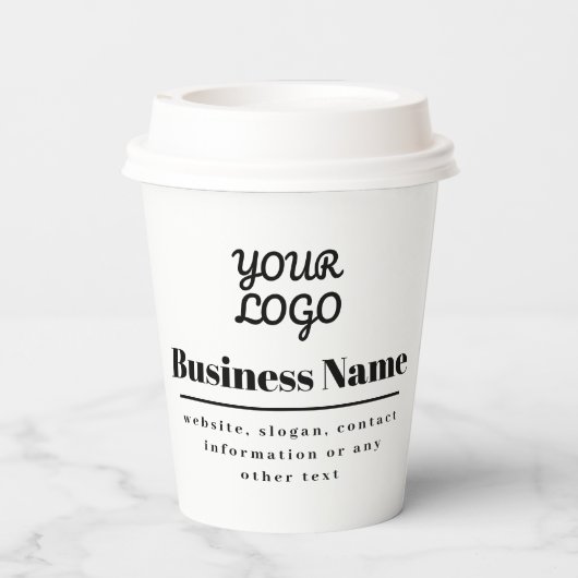 Ihr Logo ist Retro-modern, weiß und schwarz Pappbecher (Rückseite)