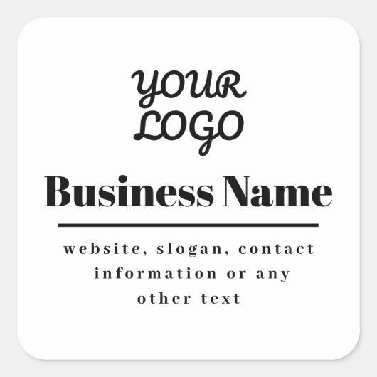 Ihr Logo ist Retro-modern, weiß und schwarz Quadratischer Aufkleber (Vorderseite)