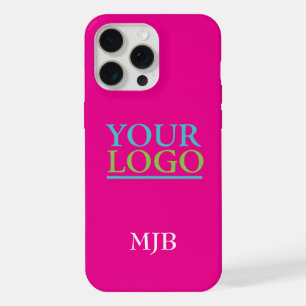 Ihr Logo/Kunst/Foto, weißes Monogramm, Hot Pink iPhone 15 Pro Max Hülle