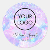 Ihr Logo lila opal klassischer Rundaufkleber Runder Aufkleber (Vorderseite)