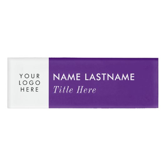 Ihr Logo Lila White Modern elegant Namenschild (Vorderseite)