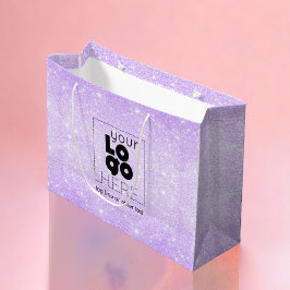 Ihr Logo Lilac Lila Glitzer Papier Einkaufstaschen Große Geschenktüte