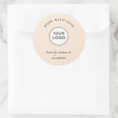 Ihr Logo "Made with Liebe" Peach Runder Aufkleber (Tasche)
