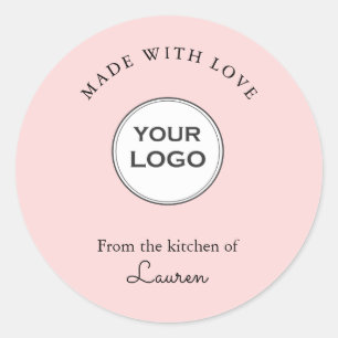 Ihr Logo "Made with Liebe" pink Runder Aufkleber