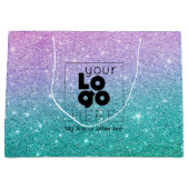 Ihr Logo Mermaid Ombre Glitzer Paper Einkaufstasch Große Geschenktüte (Vorderseite)