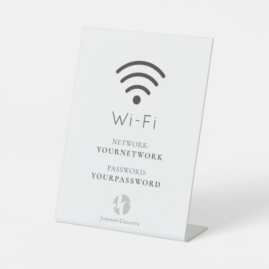 Ihr Logo Minimalistisch Weiß Wi-Fi Sockelschild (Vorderseite)