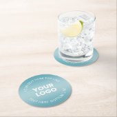 Ihr Logo mit // Bearbeitbar Aqua Blue & White Grad Runder Pappuntersetzer (Vor Ort)