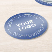 Ihr Logo mit // Bearbeitbar blau und weiß Runder Pappuntersetzer (Angewinkelt)