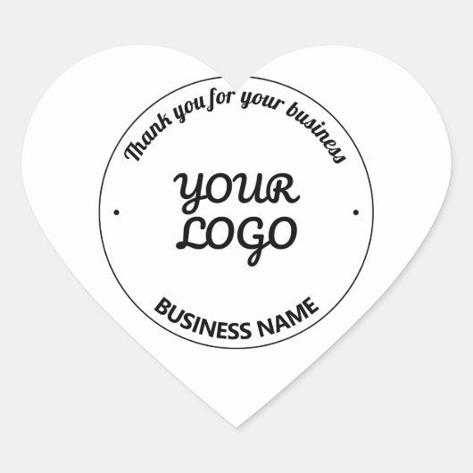 Ihr Logo mit bearbeitbarem Dankeschön & Firmenname Herz-Aufkleber (Vorderseite)