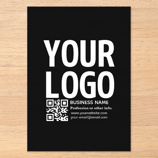 Ihr Logo mit bearbeitbarem QR-Code und Text Acryleinladungen (Vorderseite)