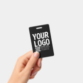 Ihr Logo mit bearbeitbarem QR-Code und Text  Ausweis (Handheld)