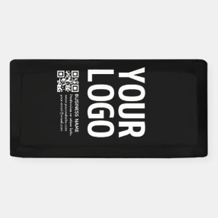 Ihr Logo mit bearbeitbarem QR-Code und Text Banner