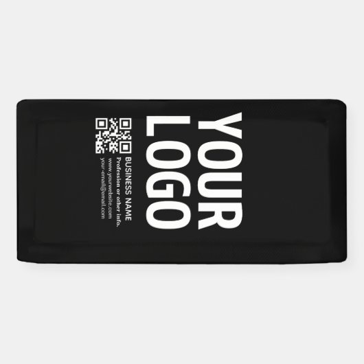 Ihr Logo mit bearbeitbarem QR-Code und Text Banner (Horizontal)