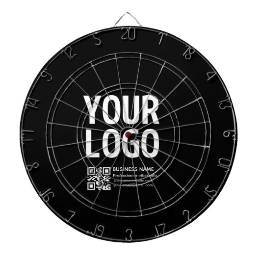 Ihr Logo mit bearbeitbarem QR-Code und Text Dartscheibe (vorne)