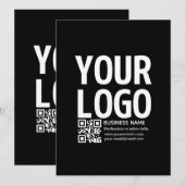 Ihr Logo mit bearbeitbarem QR-Code und Text Einladung (Vorne/Hinten)